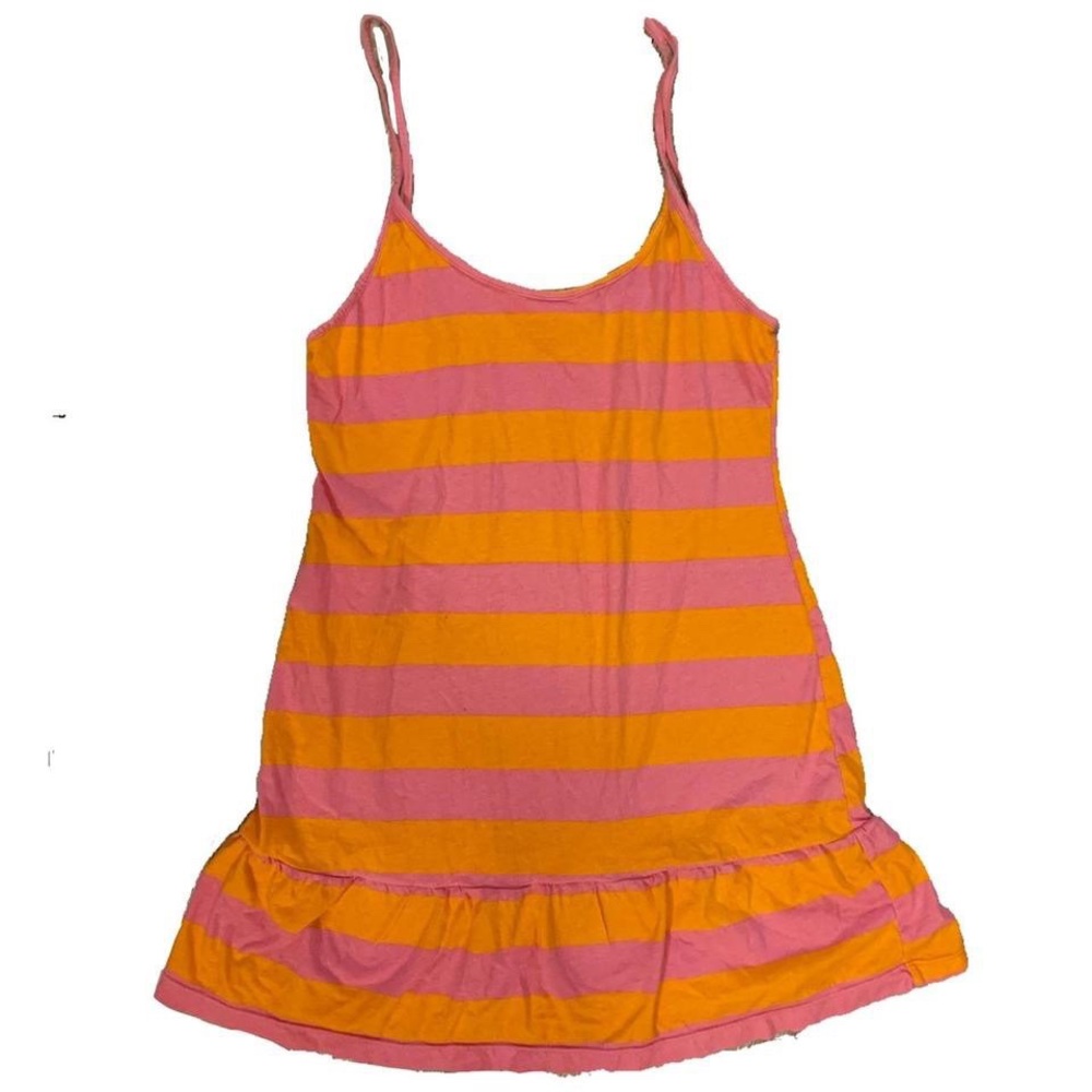 FEB 2005 ORANGE/PINK STRIPED VICTORIA’S SECRET PINK SLIP DRESS/BEACH COVER UP